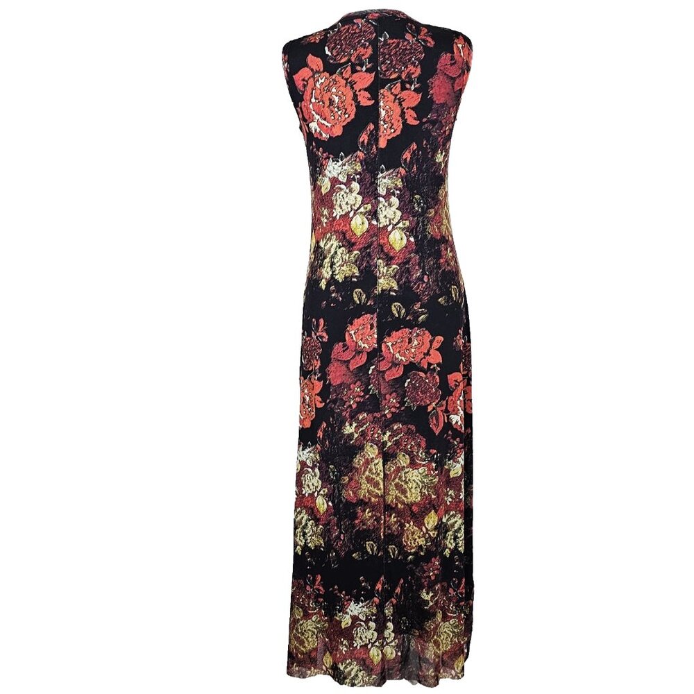 Jean Paul Gaultier Black Maxi Dress with Red and Gold Floral Print - Picture 5 of 7